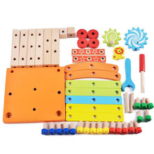Load image into Gallery viewer, Wooden Assembling Chair Montessori Toys Baby Educational Wooden Toy Preschool Multifunctional Variety Nut Combination Chair Tool