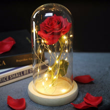 Load image into Gallery viewer, LED Rose Flower Light Black Base Glass