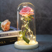 Load image into Gallery viewer, LED Rose Flower Light Black Base Glass
