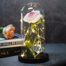 Load image into Gallery viewer, LED Rose Flower Light Black Base Glass