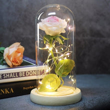 Load image into Gallery viewer, LED Rose Flower Light Black Base Glass