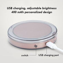 Load image into Gallery viewer, LED Lighted Vanity Travel Makeup Mirror Foldable Compact USB Charging Cosmetic Makeup Mirror Light Beauty Tools
