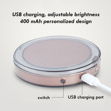 Load image into Gallery viewer, LED Lighted Vanity Travel Makeup Mirror Foldable Compact USB Charging Cosmetic Makeup Mirror Light Beauty Tools