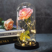 Load image into Gallery viewer, LED Rose Flower Light Black Base Glass