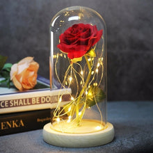 Load image into Gallery viewer, LED Rose Flower Light Black Base Glass