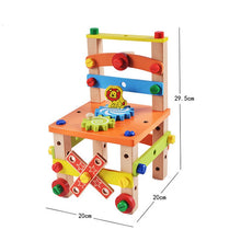 Load image into Gallery viewer, Wooden Assembling Chair Montessori Toys Baby Educational Wooden Toy Preschool Multifunctional Variety Nut Combination Chair Tool