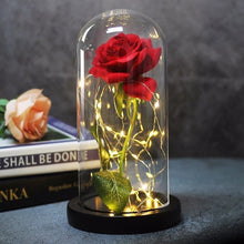 Load image into Gallery viewer, LED Rose Flower Light Black Base Glass