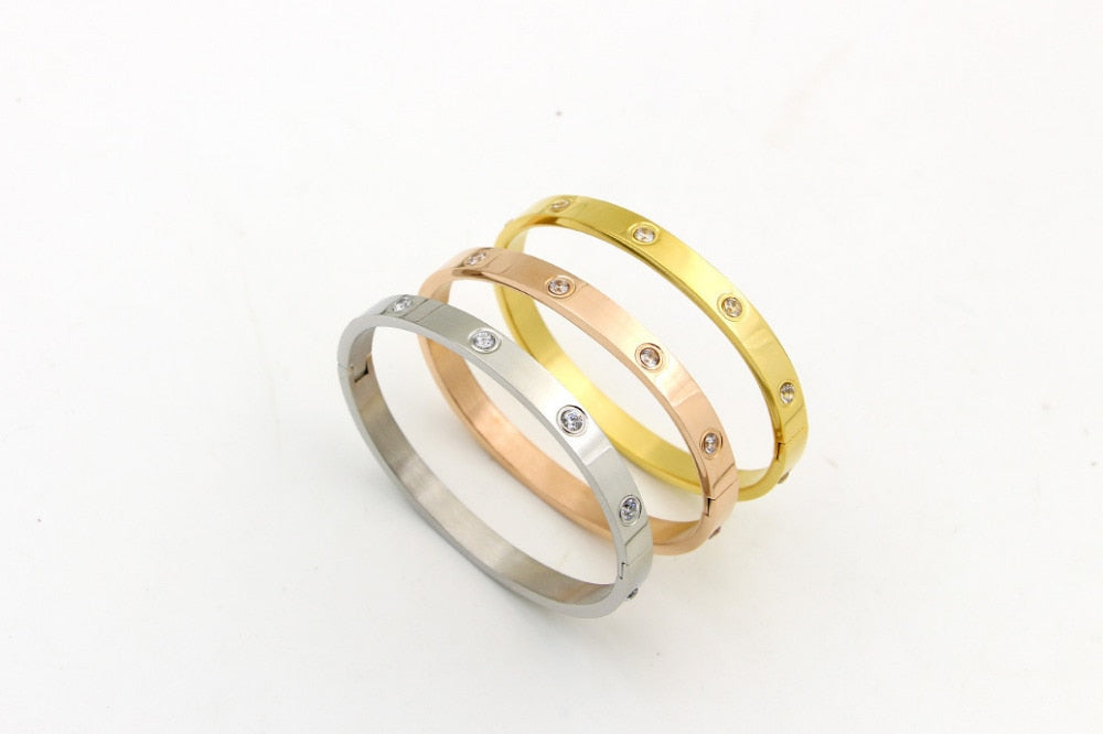 Beautiful Lovers Bracelets: Stainless Steel Bangles and Bangles Golden