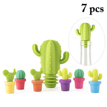 Load image into Gallery viewer, 7pcs Silicone Cactus Party Wine Glass Marker Charms Drinking Buddy Cup Identification Cup Labels Tag Signs Bottle Wine Stopper
