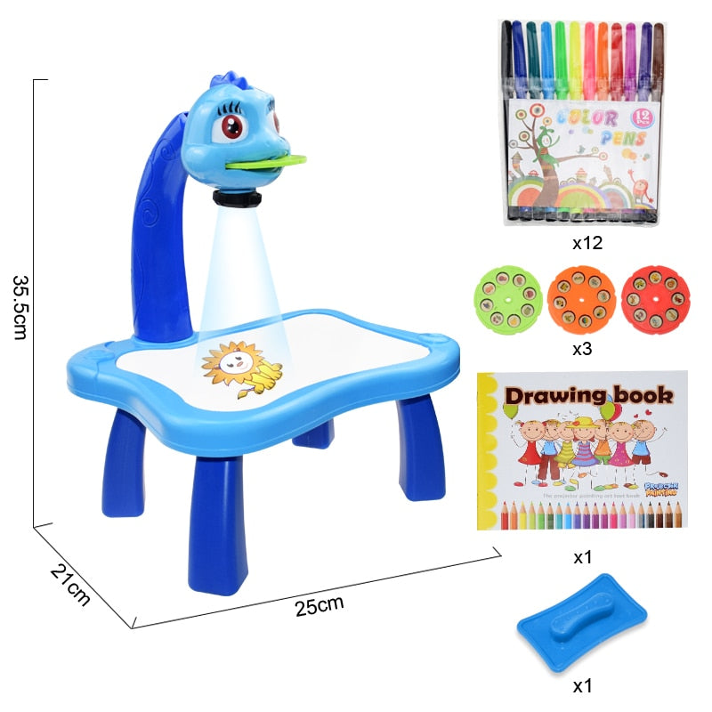 NEW Children Led Projector Art Drawing Table Toys Kids Painting Board Desk Arts Crafts Educational Learning Paint Tools